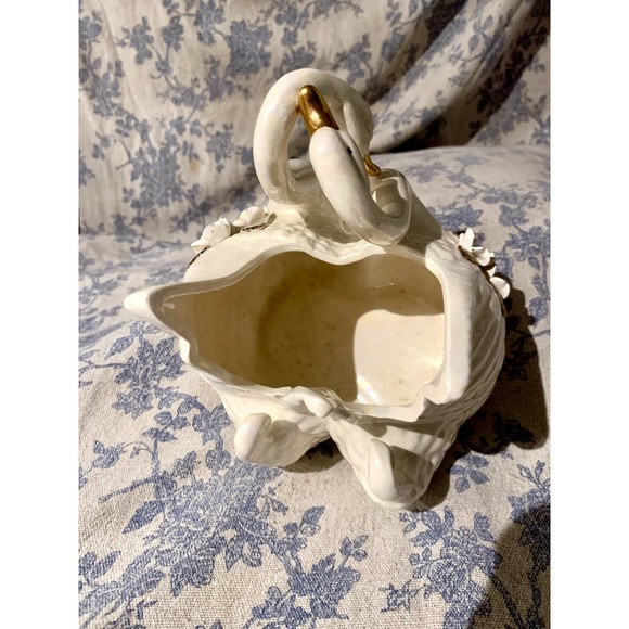 VTG Norcrest Golden Dogwood Swans Lusterware Planter - Picture 9 of 10